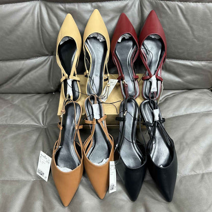 Designer Fashion Pointed Toe Women's Flats 2024 Autumn Elegant Dress Slingbacks Shallow Big Size Comfortable Luxury Ladies Shoes