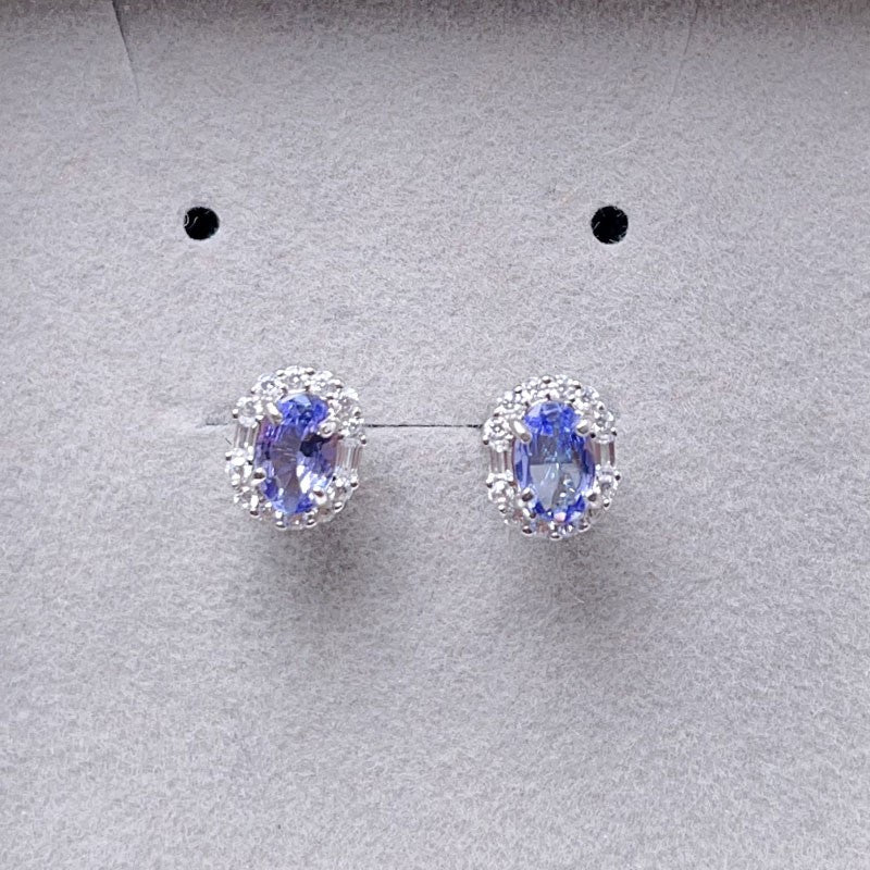 VVS Grade Natural Tanzanite Earrings Allergy 925 Silver Earring with 18K Gold Plated 4mm*6mm Total 1ct Tanzanite Jewelry