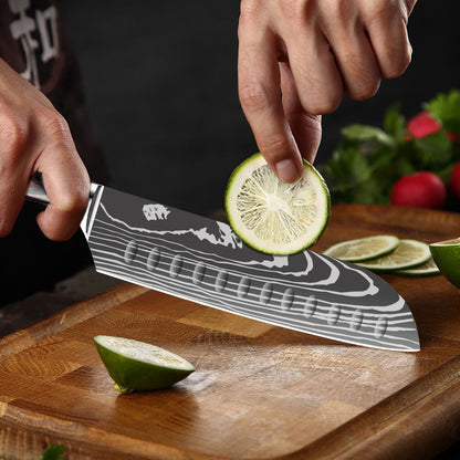 ZENG 3pcs Hot Sale Kitchen knife Stainless Steel 8inch Chef Knife,Santoku Knife, 6inch Utility Knife Kitchen Convenience Set