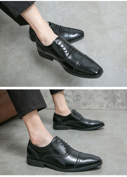 Men Oxfords Brogue Shoes Fashion Breathable Split Leather 38-48 Size Boys Black Soft Outdoor Casual Autumn Mules Dress Flats
