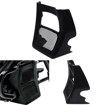 Carenagem de Moto Spoilers Dianteiros Capa de Radiador Queixo para Harley Road King Electra Street Glide FLHR FLTRX 17-2025 Preto Brilhante