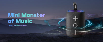 Alto-falante Bluetooth TRIBIT StormBox Mini, 12W Som 360° com XBass, LEDs, 12 Horas de reprodução, IPX7 à prova d'água, Para Caminhada/Ar Livre