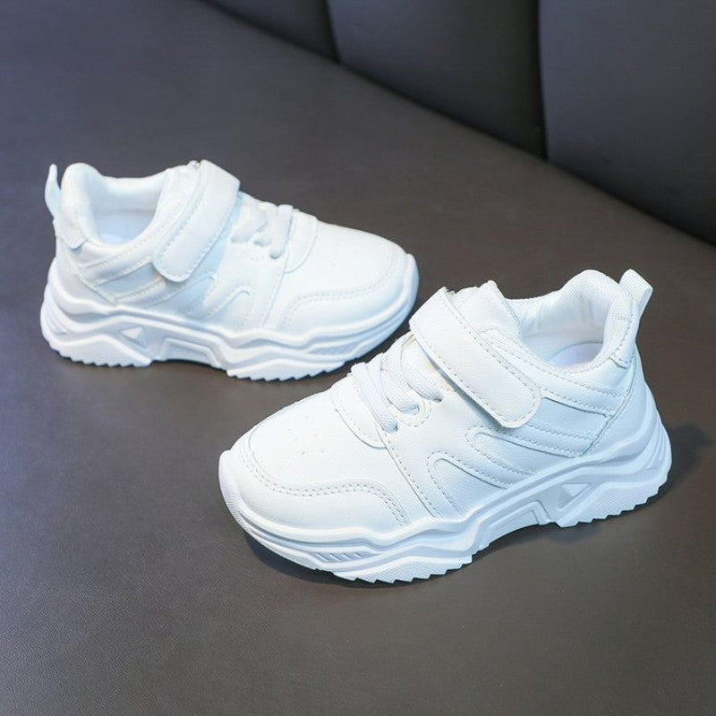 Spring Kids White Sneakers Leisure Chunky Concise Fashion Boys Girls Sport Shoes 26-37 Running All-match Children Trainers