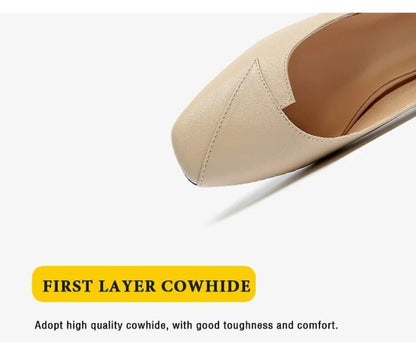 Four Seasons Shoes Soft Bottom Middle-aged Women's Shoes Chunky Heeled Mom Shoes Comfortable Casual Work Leather Shoes