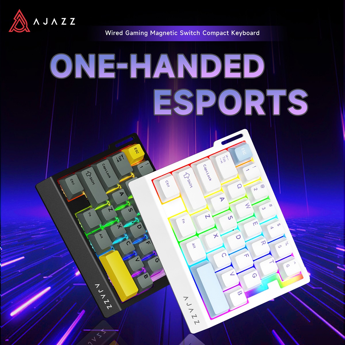 Teclado Gamer de Uma Mão AJAZZ AK029 Com Fio Chave Magnética HE 29 Teclas RGB 8000Hz Mini Teclado Mecânico para Jogadores de E-sports de PC