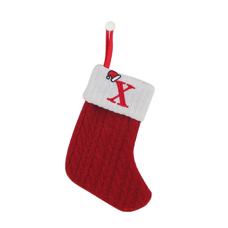 Christmas Alphabet Knitting Socks Christmas Tree Ornaments Christmas Decorations For Home 2025 Noel New Year 2026 Xmas Gift