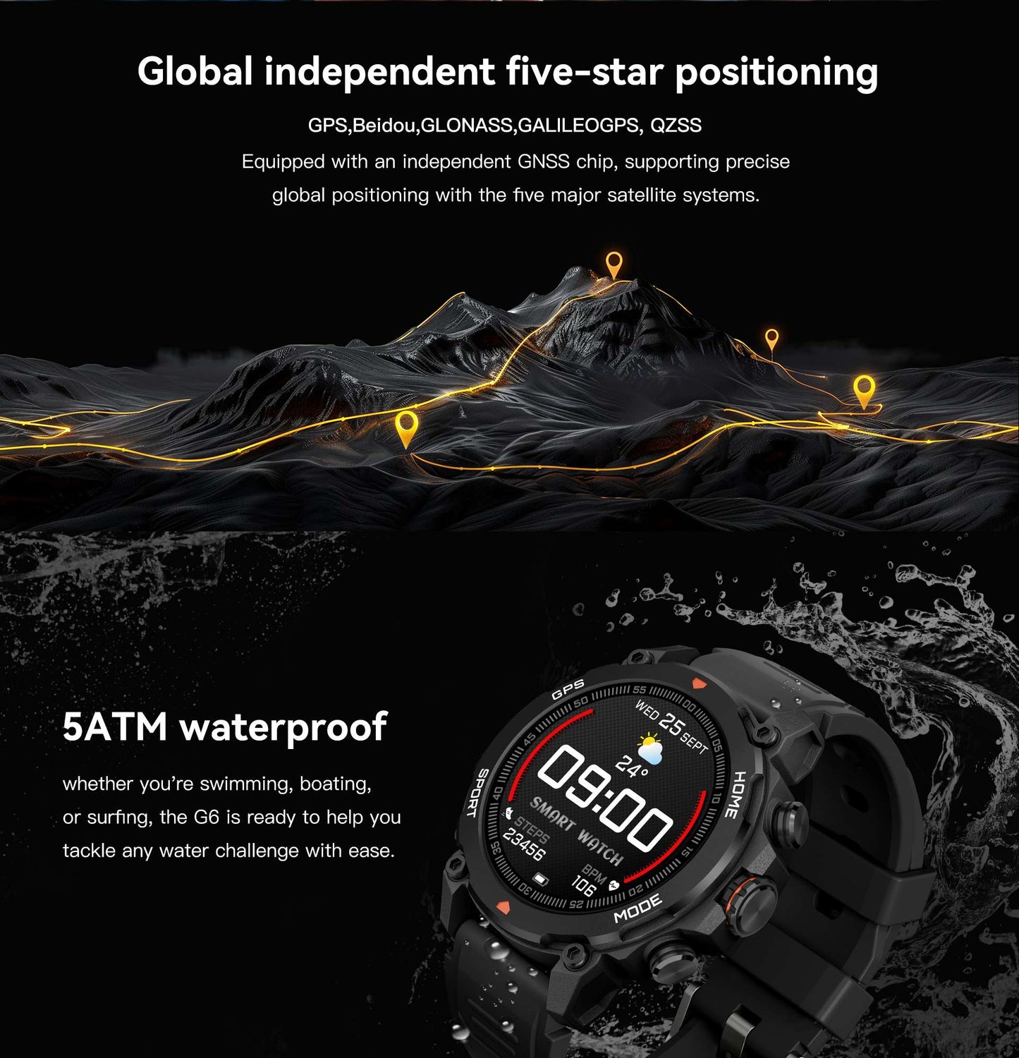 2025 Outdoor Military GPS SmartWatch Aurafit G6 / Trek 1 Compass Altimeter Chat GPT 5ATM Waterproof Sports Smart watch Men
