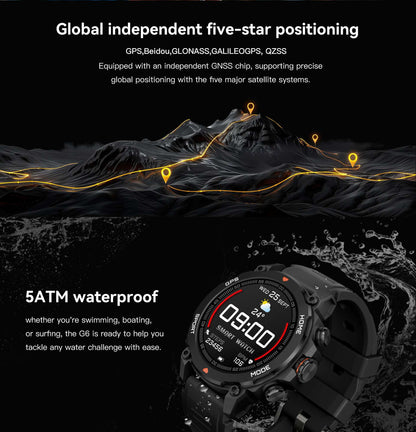 2025 Outdoor Military GPS SmartWatch Aurafit G6 / Trek 1 Compass Altimeter Chat GPT 5ATM Waterproof Sports Smart watch Men