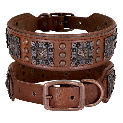 Coleira Legal Com Espinhos Para Cães De Porte Médio E Grande, Couro Genuíno, Pitbull, Bulldog, Acessórios Ajustáveis Para Animais De Estimação, Coleiras, Colar