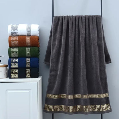 2pcs White Cotton Towels 34x74cm 70x140cm Embroidered Hotel Bathroom Towels For Adult Quick-Dry Thicken Soft Face Bath Towels