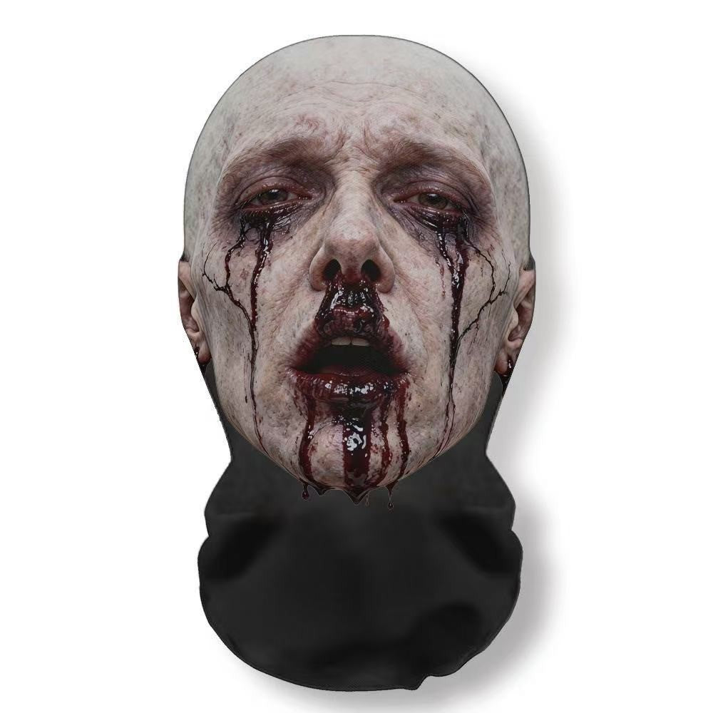 Realistic 3D Horror Skull Zombie Full Face Mask Breathable Mesh Headgear Cosplay Prop for Halloween Party Prank Carnival Costume