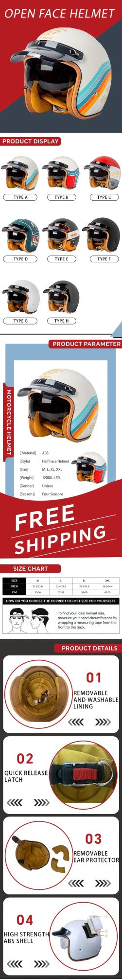 Capacete Aberto de Moto Para Homens E Mulheres Viseira Solar de Lente Dupla Proteção Facial Top Leve Scooter Bicicleta Capacete Retrô 3/4