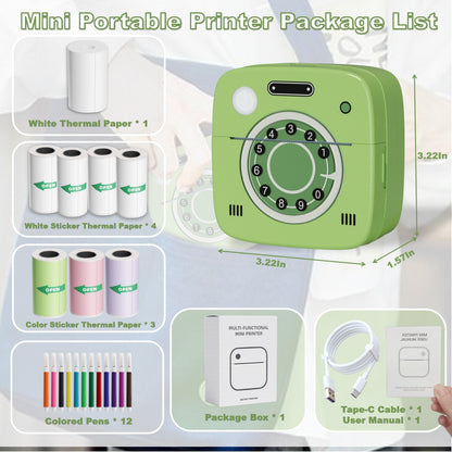 Impressora de bolso fotográfica M1 com 2 rolos para iOS Android Bluetooth Mini impressoras térmicas de adesivos para escritório, cozinha e escola