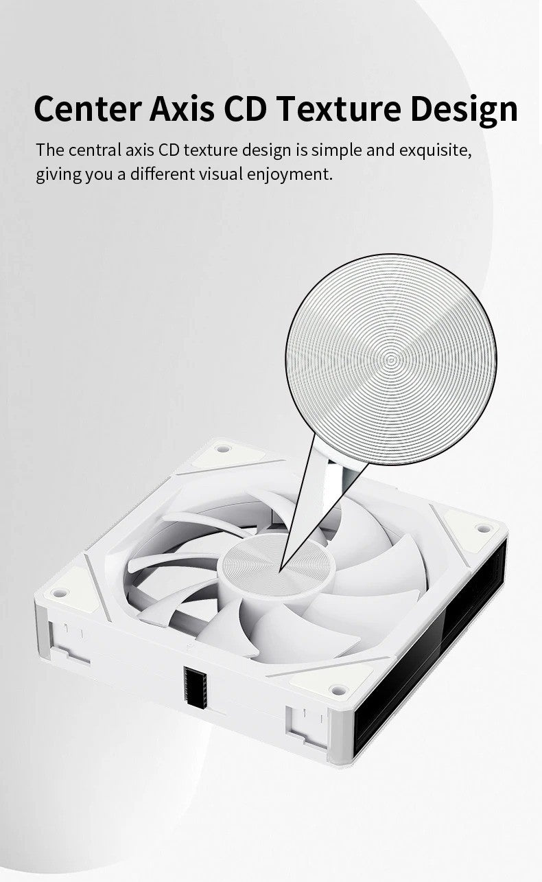 TEUCER JM-5 Case Fan 120mm 5V 3Pin ARGB Mirror Light Effect Cooling Fan PWM 800 to 2000RPM CD Texture Water Cooling Radiator Fan