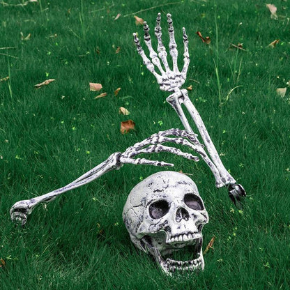 Halloween Realistic Skull Skeleton Head Human Hand Arms for Halloween Party Home Garden Lawn Halloween decor Skeleton Stakes