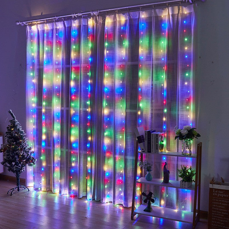 Solar Curtain Light Outdoor Waterproof Solar Fairy Garland String Lights for Garden Yard Pavilion Wedding Party Holiday Decor