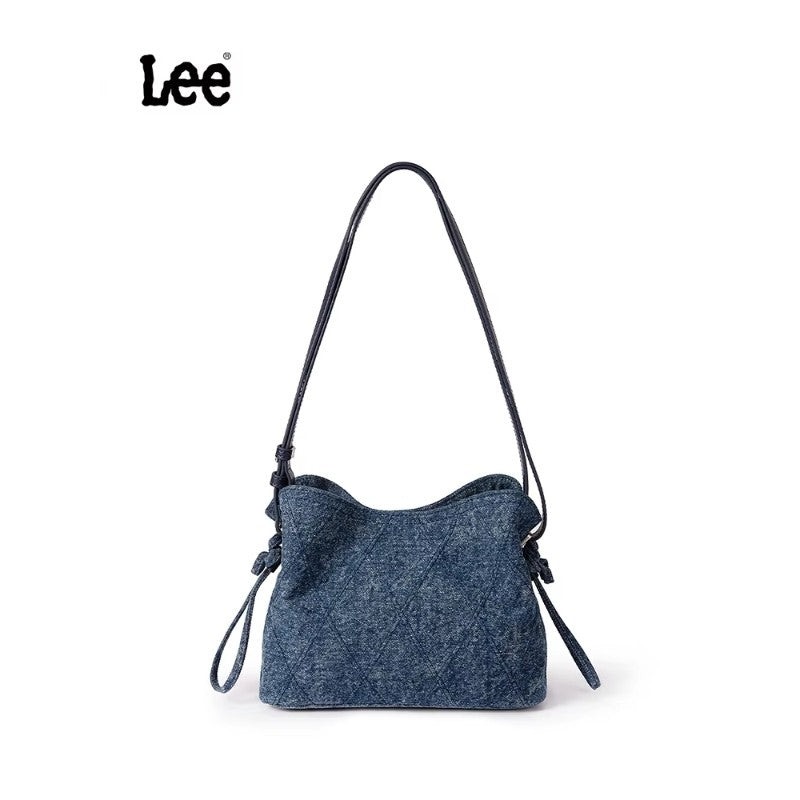 LEE Chinese Knot Denim Blue Women's Handbag Fashion Trend Daily Jeans Medium Size Tote Shoulder Bag for Ladies Commute Tote Bag