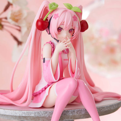 Boneca Anime Hatsune Miku em Vestido Rosa, action figure, brinquedo, PVC rosa cereja, decoração de cerejeira, presentes colecionáveis