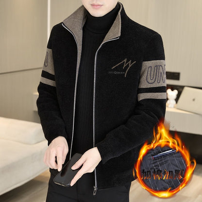 Men'S Thicken High collar Jacket Winter Warm Jackets For Men Fleece Long Sleeve Coat Man Casual Coats Men's woolen overcoat