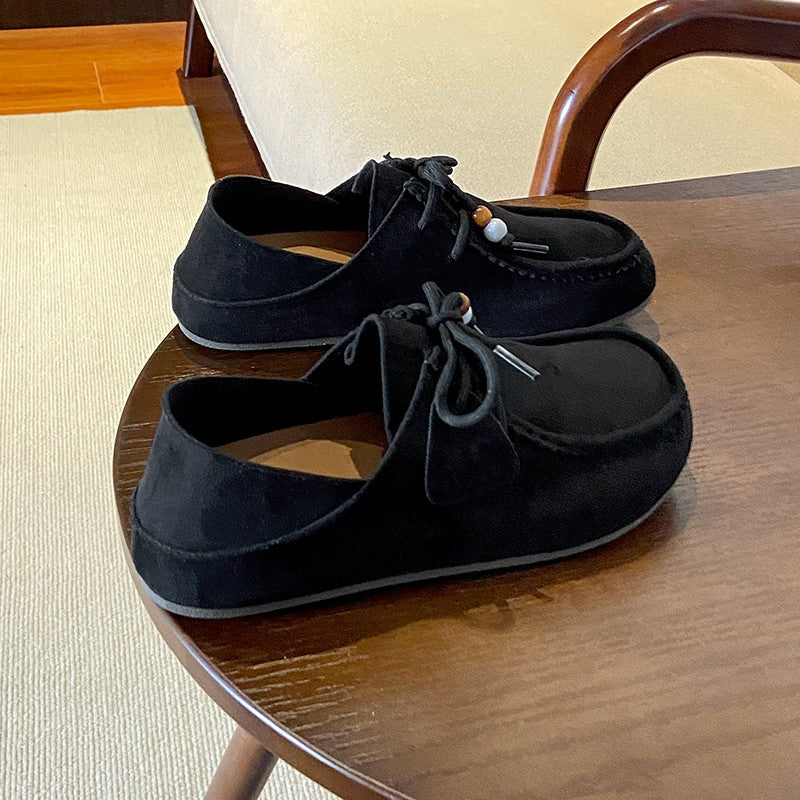 Fashion Brand Shoes Woman 2025 Autumn New Vintage Suede Loafers Pumps Women's Casual Flats Shoes British Style Flat Single Shoes