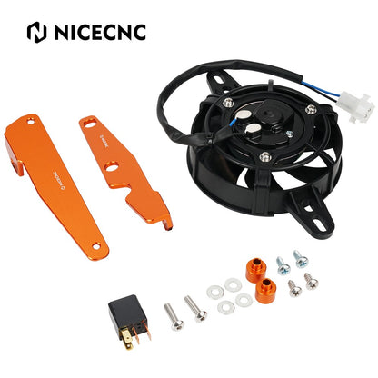 NICECNC For KTM EXC 300 EXCF 350 Electric Radiator Cooling Fan Set For Husqvarna TE 300 FE 450 2017-2023 GasGas EC 300 2021-2023