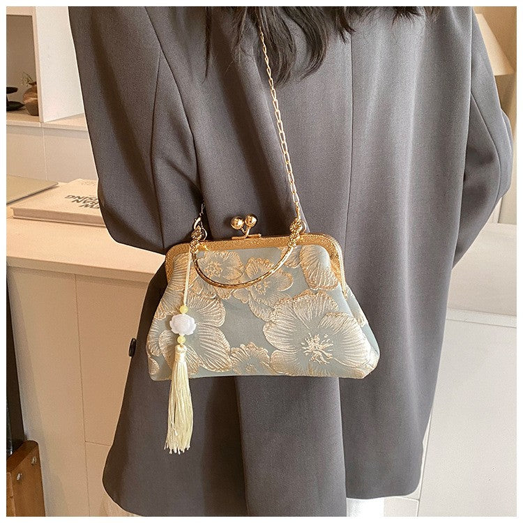 Chinese Style Embroidered Shoulder Bag Elegant Handbag Retro Small Square Bag Wedding Party Luxury Designer Women Evening Clutch