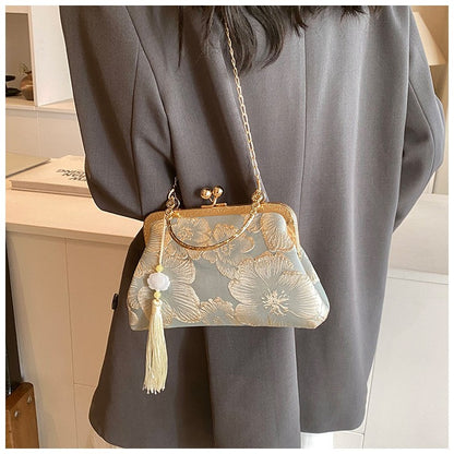 Chinese Style Embroidered Shoulder Bag Elegant Handbag Retro Small Square Bag Wedding Party Luxury Designer Women Evening Clutch