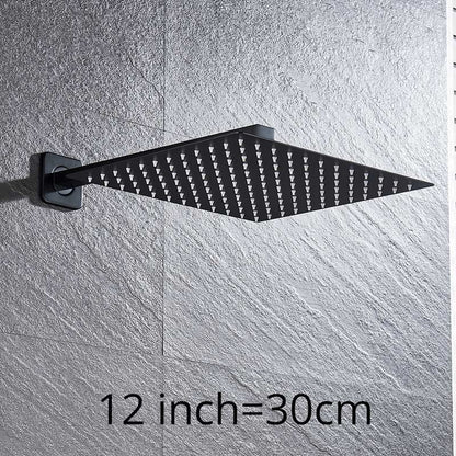 Chuveiro Quadrado de Teto 8"/10"/12" Ultrafino para Banheiro com Braço de Chuveiro Acessórios de Torneira Montado na Parede