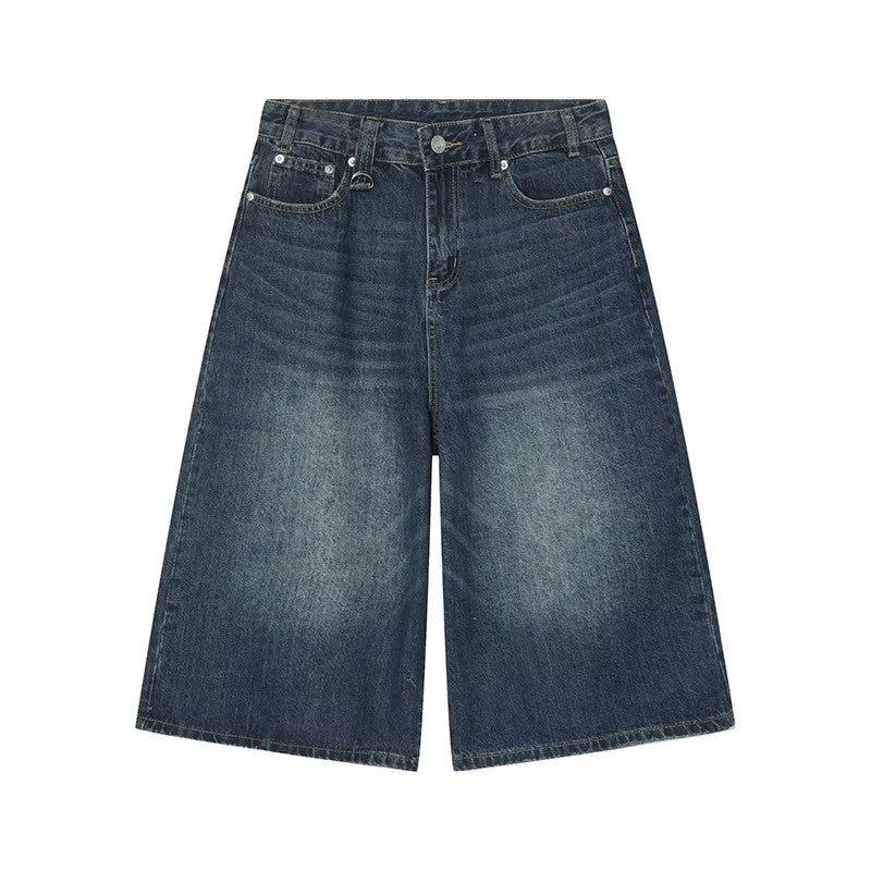 Men's Jeans American Style Vintage Loose Fit Wide Leg Straight Leg Denim Shorts Fashion Design Summer Y2k Gothic Washed Shorts