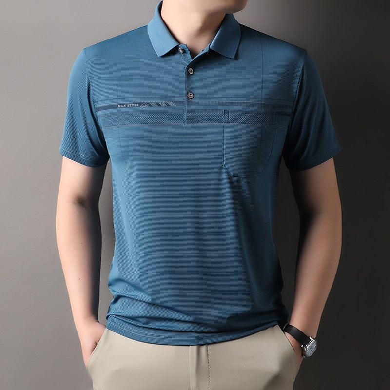 Retro men's short sleeved polo shirt summer fashion pocket stripe high-end custom design comfortable cotton top casual T-shirt
