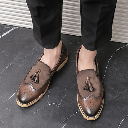 Men Business Dress Casual Fashion Elegant Formal ShoesSlip-on Evening Dress Loafers Party Tassel Leather Shoes Wedding Shoes