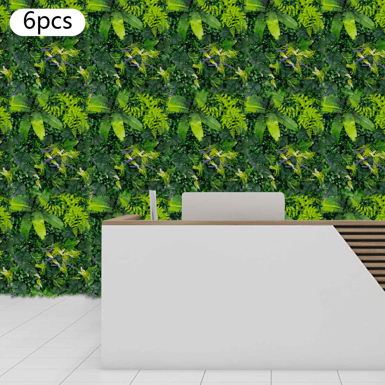 6 Pack Artificial Greenery Wall 60x40cm Faux Plant Panel for Garden Balcony Porch Wedding Party Indoor Outdoor Decoration