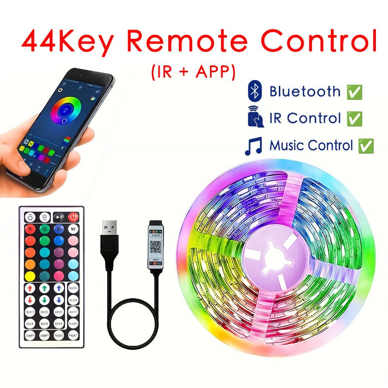 USB LED Strip Light APP Control IR Bluetooth Tape RGB IR Bedroom Living Room Self-adhesive TV Backlight Remote Lamp Diode Lights