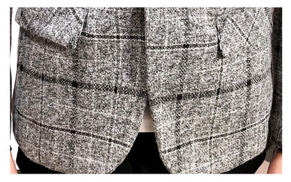 2025 New Men's Casual Plaid Suit Jacket Male Linen Plaid Business Self-cultivation Wedding Dress Party Suit Coat Plus Size S-5XL