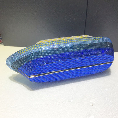 New Boat Crystals Clutch Purse RED Blue Women Gems Evening Clutch Bag Wedding Bridal Minaudiere Rhinestones Handbags and Purses
