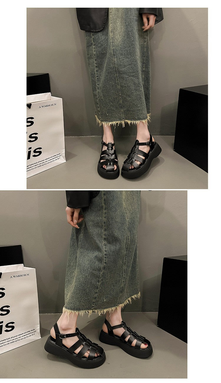 Summer Women's Sandals British Style Platform Women Casual Shoes Fashion Brand Beach Shoes 2024 High Quality Women Roman Sandals