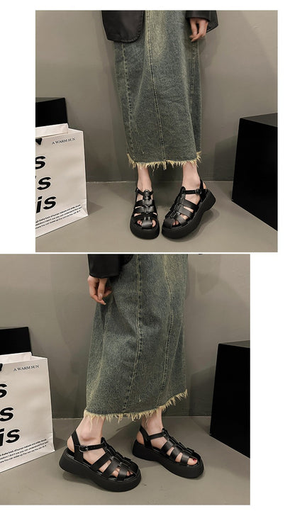 Summer Women's Sandals British Style Platform Women Casual Shoes Fashion Brand Beach Shoes 2024 High Quality Women Roman Sandals