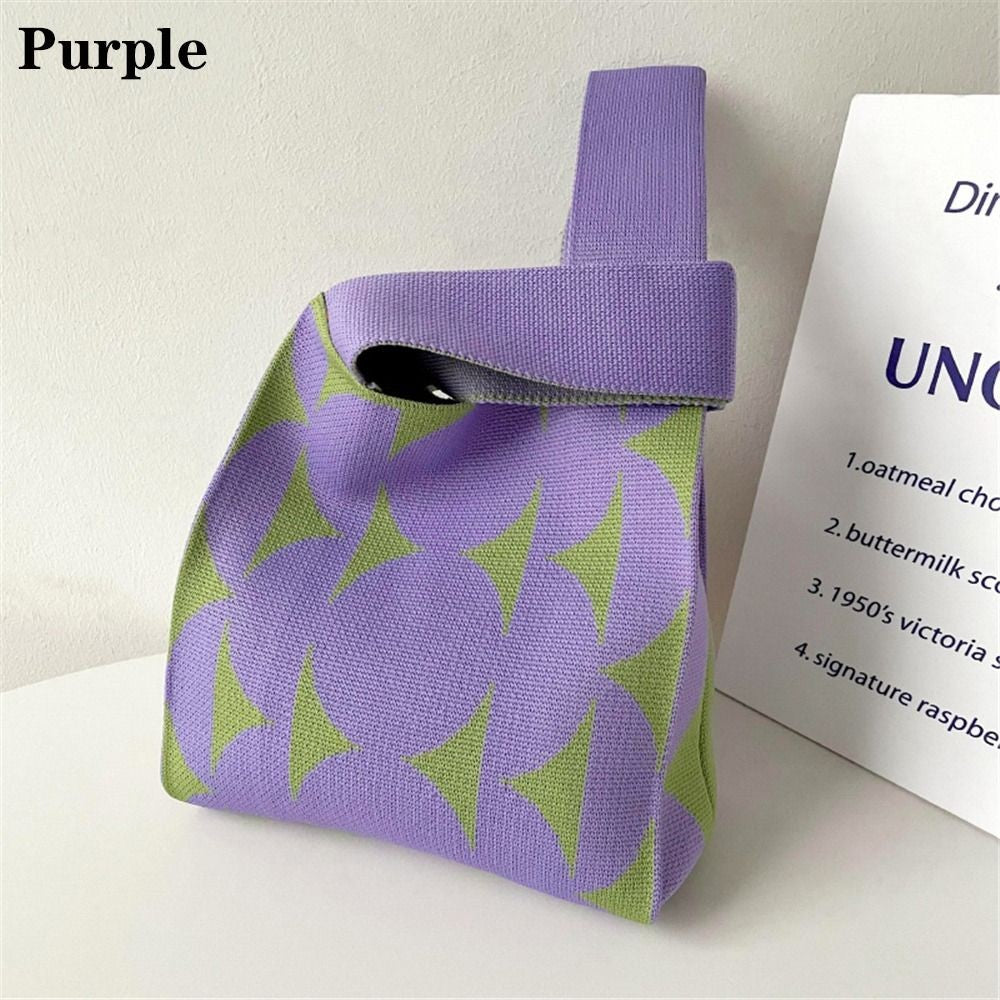 Girls Reusable Handmade Knit Handbag Tote Bag Wrist Bag Shopping Bags