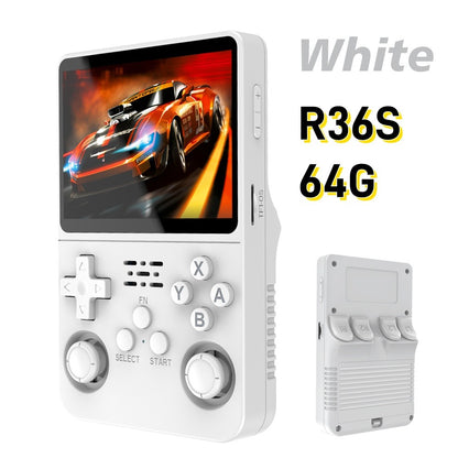 Console de Videogame Portátil Retrô R36S Sistema ARKOS Tela IPS de 3,5 Polegadas Clássico Player de Vídeo Portátil de Bolso Presente de 128G com Jogos