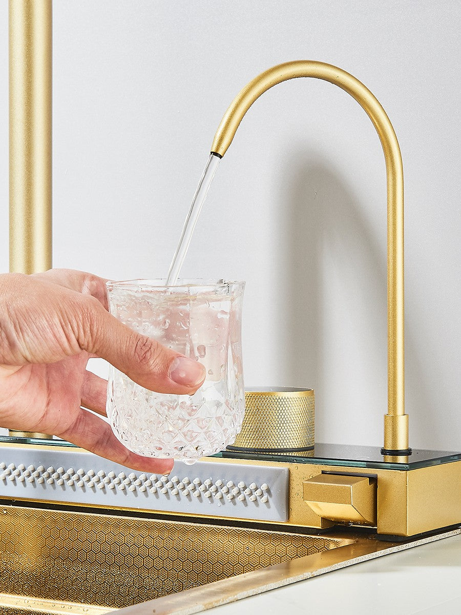 Large 304 Kitchen Sinks 75x45cm Stainless Steel Kitchen Waterfall Sink Digital Display Large Single Sink Dish Washer Faucet