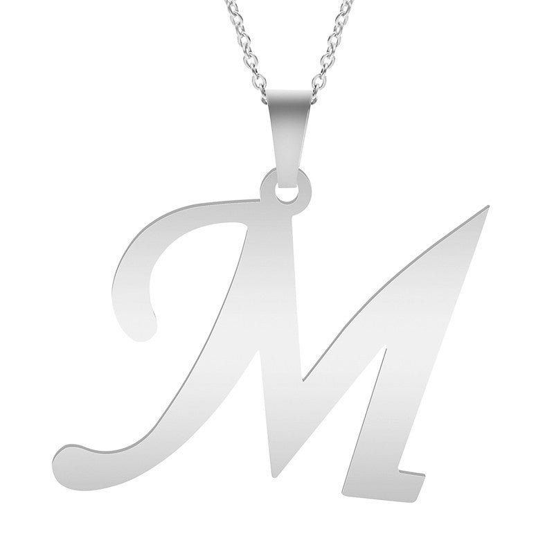 Colar de Letras de Moda A-Z para Mulheres Homens Aço Inoxidável de Alta Qualidade Colar Alfabeto Inglês A B C D E F G H I J K L M N O P Q R S T U V W X Y Z