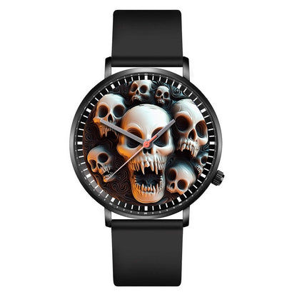 Fashion Pumpkin Design Men's and Women's Quartz Watch Casual Black Silicone Halloween Gift Fashion Women's Wristwatch