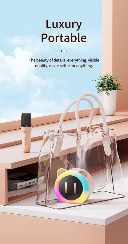 PARAMITA Bluetooth Speaker Portable Home Cute Karaoke Mini Wireless Audio with Microphone Home Karaoke Singing Machine Kids Gift