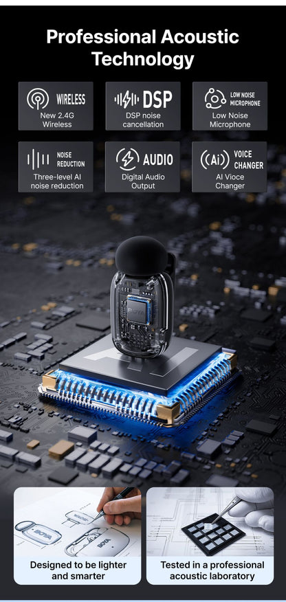 BOYA BOYA Mini Microfone de Lapela Sem Fio para iPhone 15/16 Android Celular Dispositivos USB-C para Gravação de Vídeo Transmissão ao Vivo Vlog