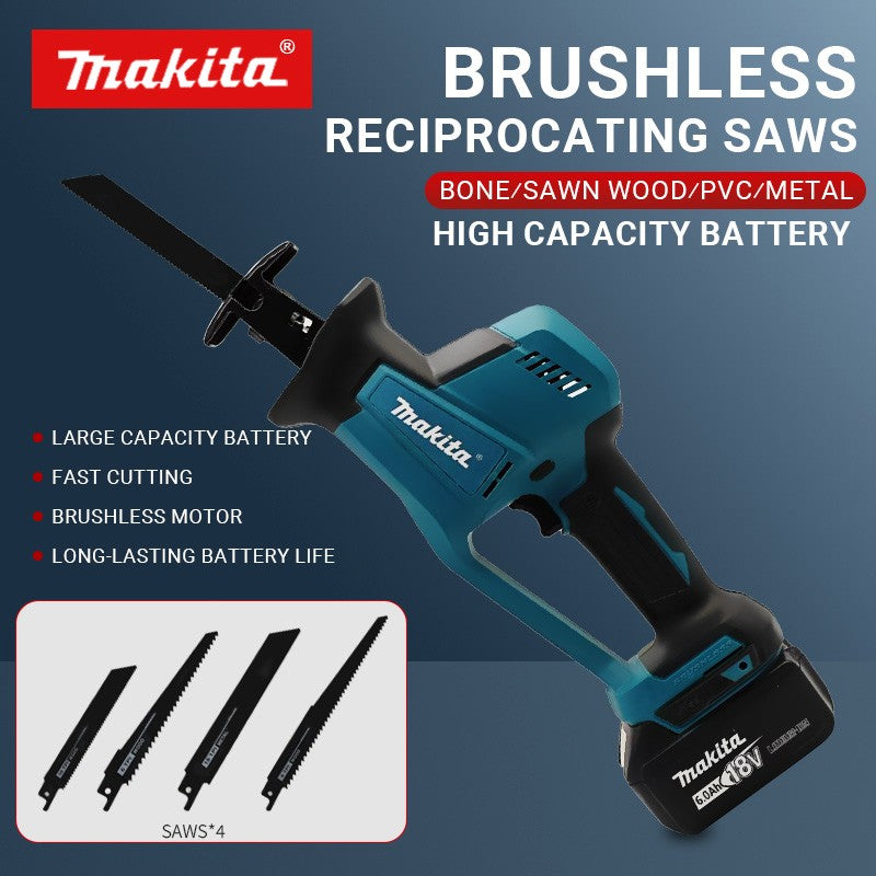 Serra Sabre a Bateria Makita DJR189, sem Escovas, Recarregável, para Cortar Madeira e Metal, Ferramenta Elétrica Portátil, 18V