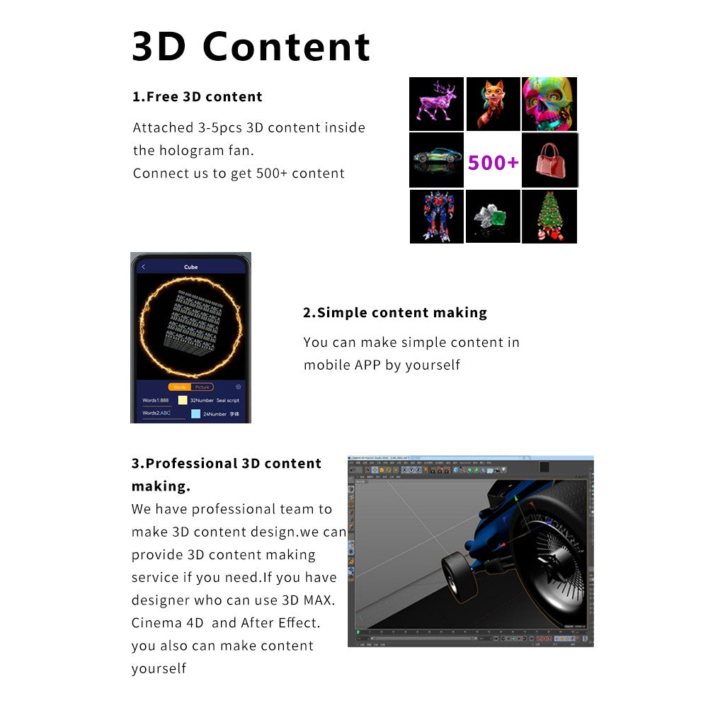 Portable Mini 3D Hologram Fan 18CM with Desktop Cover - Christmas Decoration Holographic Display, Advertising Projector for Home