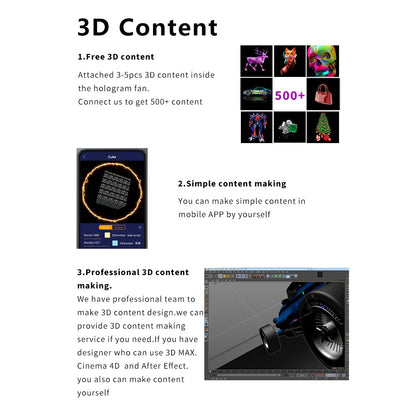 Portable Mini 3D Hologram Fan 18CM with Desktop Cover - Christmas Decoration Holographic Display, Advertising Projector for Home