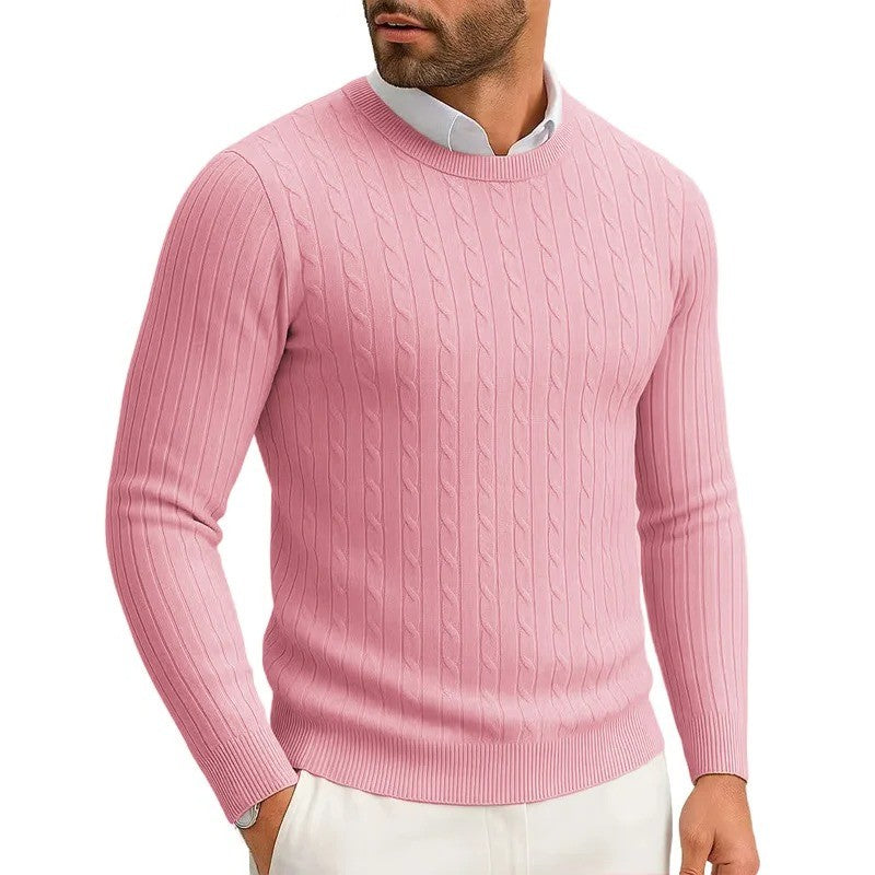 Men's Crewneck Knitted Pullover Sweater Fit Long Sleeve Casual Sweaters Winter Warm Twist Patterned Cable Work Jumper
