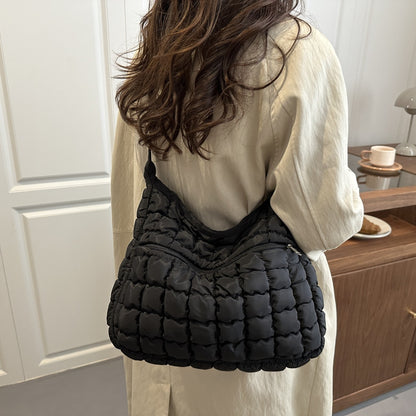 2025 New Quilted Puffer Shoulder Bag for Women Large Capacity Tote Sling Bag Fashion Casual Crossbody Satchel Bag Female Handbag