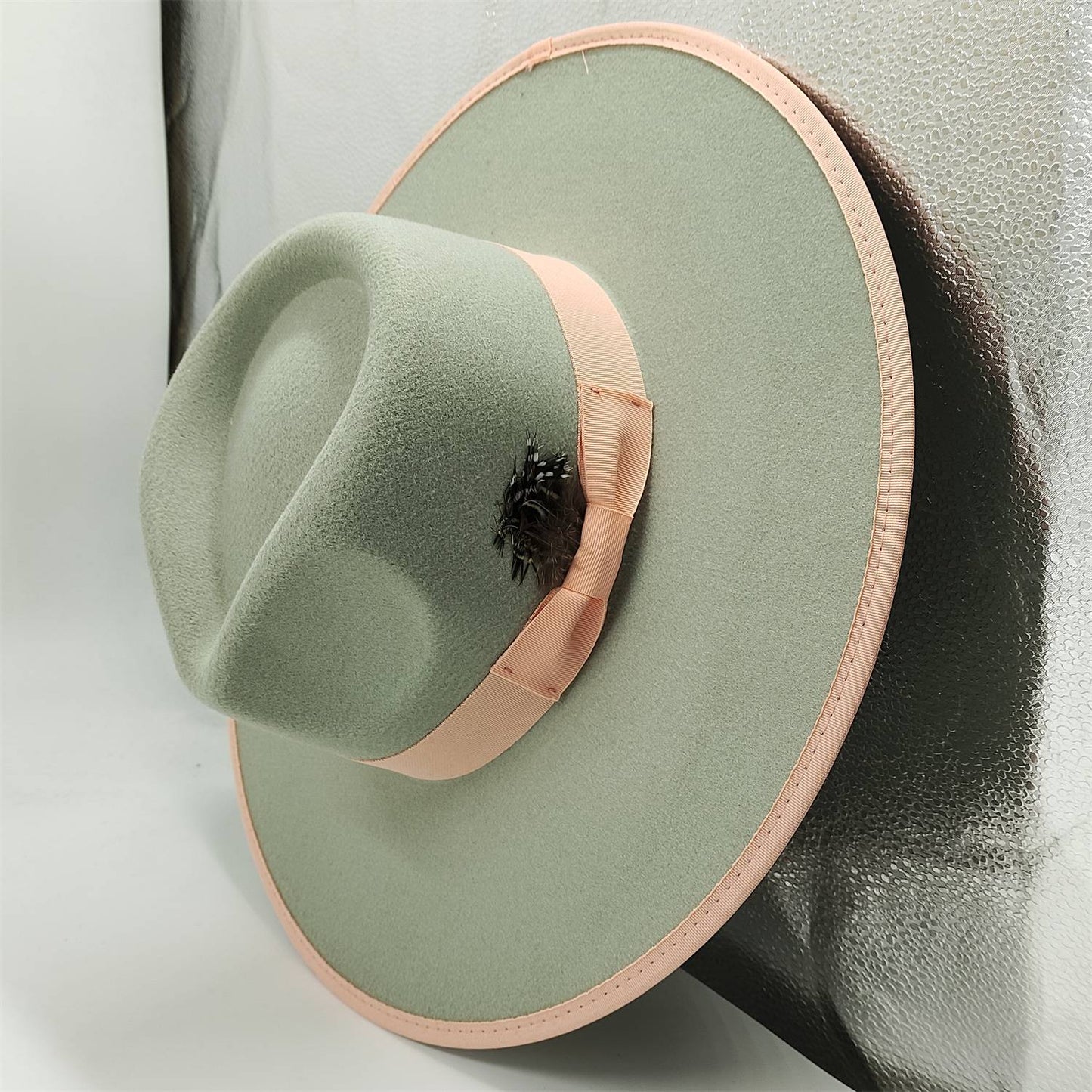 Chapéu Fedora Pintado à Mão Masculino e Feminino Chapéu Panamá Moda Primavera Outono com Pena Envolta Chapéu Fedora de Lã com Aba Grande